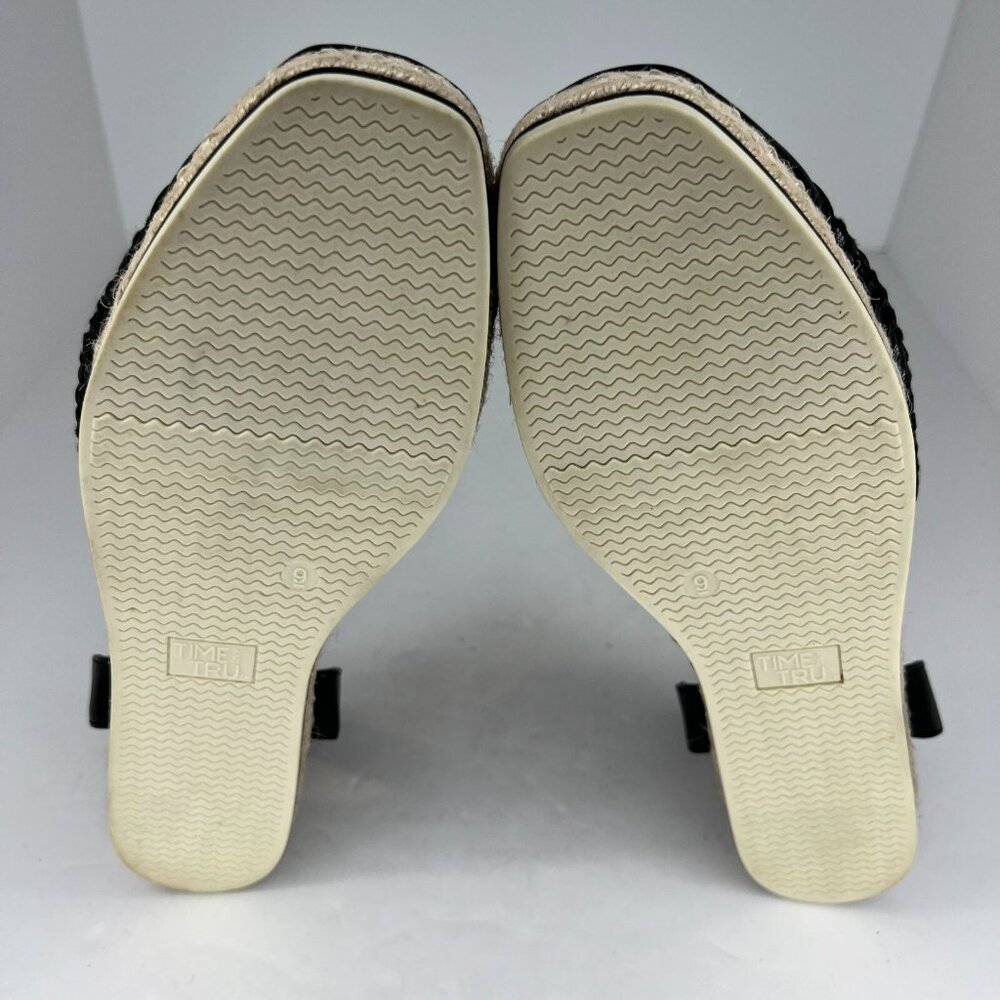 Time & Tru Womens MTT23FM012 Black Beige Memory Foam Size 9 Slingback Sandals - Picture 8 of 10
